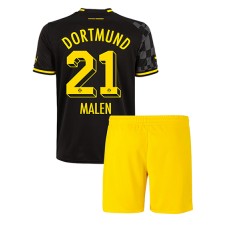 Borussia Dortmund Donyell Malen #21 Bortaställ Barn 2022-23 Korta ärmar (+ Korta byxor)
